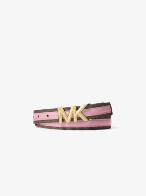 MK Gürtel Aus Leder Und Signature-Logostoff - Rosa