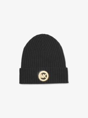 MK Gerippte Beanie Aus Wolle - Schwarz