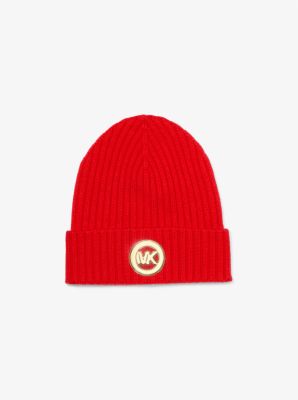MK Gerippte Beanie Aus Wolle - Rot