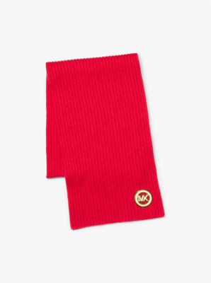 MK Gerippter Schal Aus Wolle - Rot