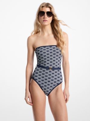 Michael Kors Logo Belter Bandeau Swimsuit