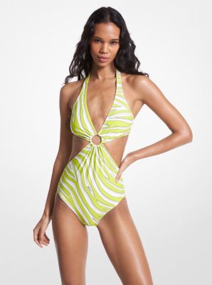 MICHAEL Michael Kors Tie Front Bandeau Bikini Top - Zebra