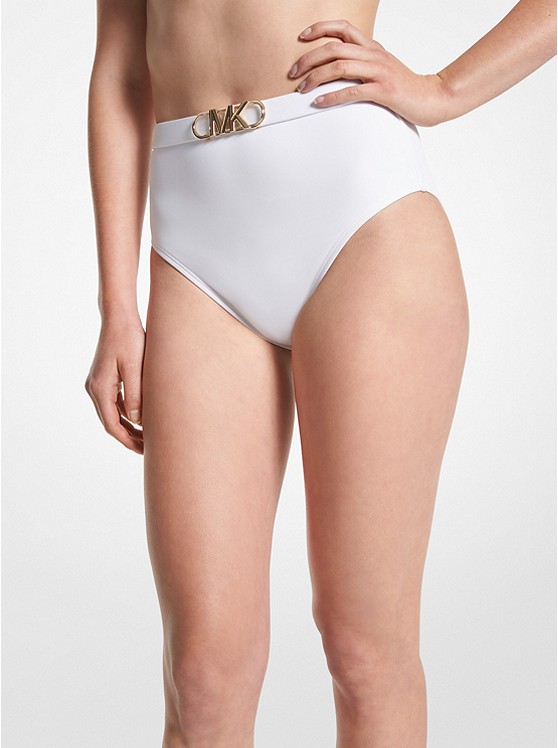Stretch Nylon High-waist Belted Bikini Bottom | Michael Kors