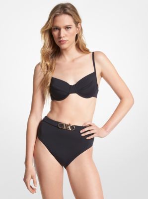 Stretch Nylon Belted One-Shoulder Swimsuit