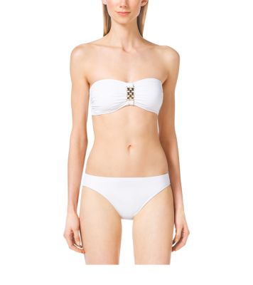 Embellished Bandeau Bikini Top in BLANC | Michael Kors