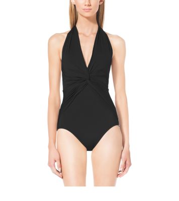 Ruched V-Neck Halter Swimsuit | Michael Kors [US]