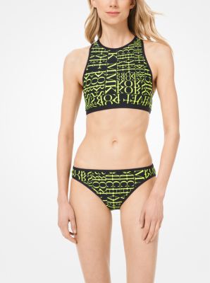 MICHAEL Michael Kors Racerback Bikini Top - Foil Signature Logo