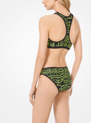 Newsprint Logo Racerback Bikini Top