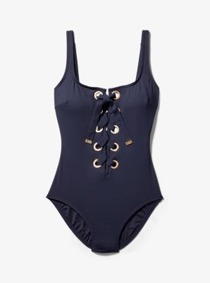 michael kors lace up one piece swimsuit