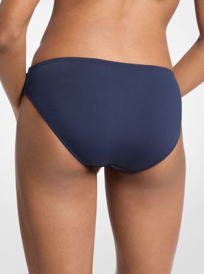 Slip bikini con cintura e logo in NAVY | Michael Kors