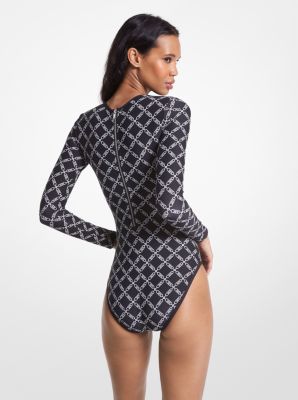 Empire Logo Print Swimsuit in BLACK | Michael Kors
