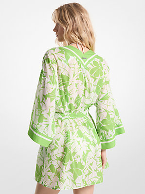 Palm Print Cotton Cover-Up