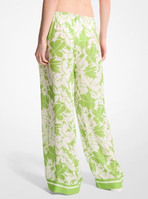 Palm Print Woven Wide-Leg Pants image number 1