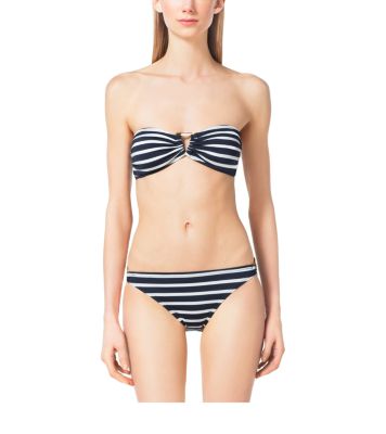 Michael Kors Women's Convertible Striped Bandeau Bikini Top