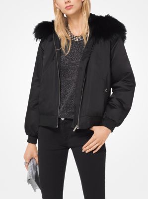 Michael kors fur on sale trimmed bomber jacket