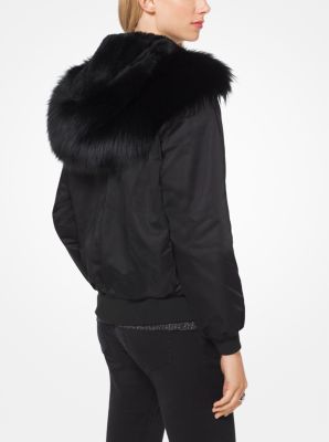 Michael kors fur on sale trimmed bomber jacket