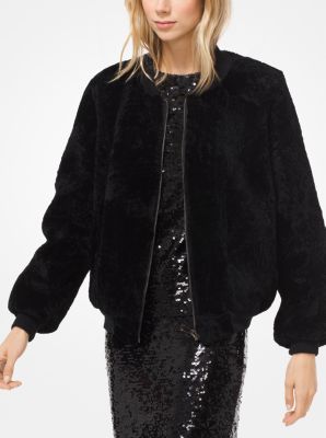 Michael kors shearling bomber on sale jacket