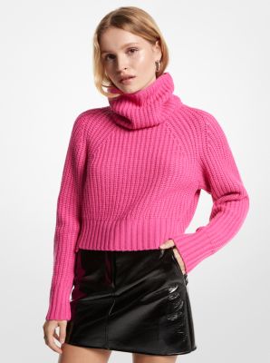 Ribbed Merino Wool Blend Convertible Sweater image number 0