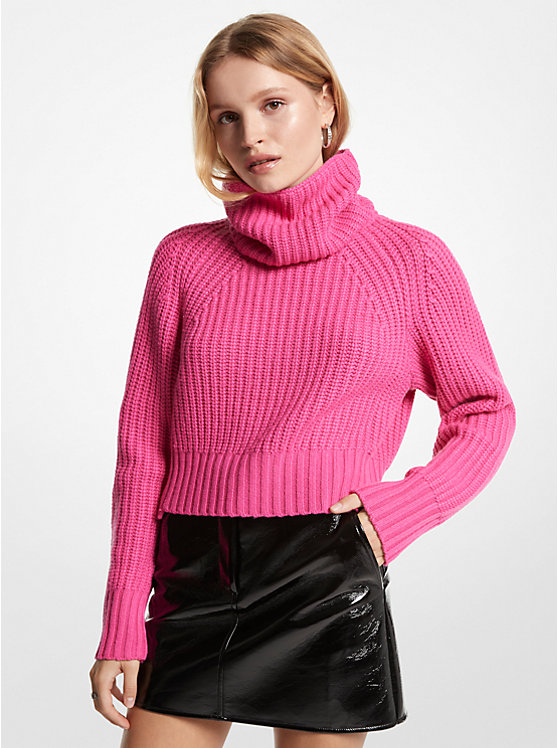Ribbed Merino Wool Blend Convertible Sweater image number 0