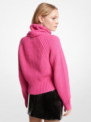 Ribbed Merino Wool Blend Convertible Sweater | Michael Kors