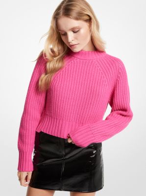 Ribbed Merino Wool Blend Convertible Sweater image number 2