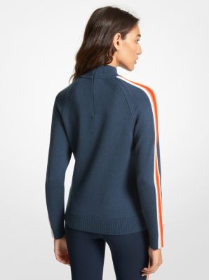 MK X ellesse Merino Wool Mock-Neck Sweater in DRESS BLUES | Michael Kors