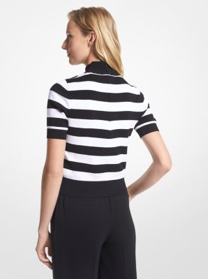 Striped Knit Top in BLACK/WHITE | Michael Kors