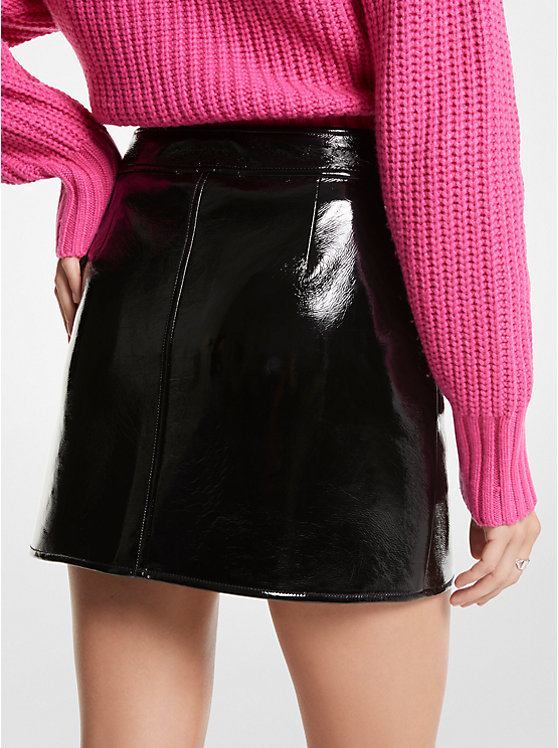 Crinkled Faux Patent Leather Skirt image number 1