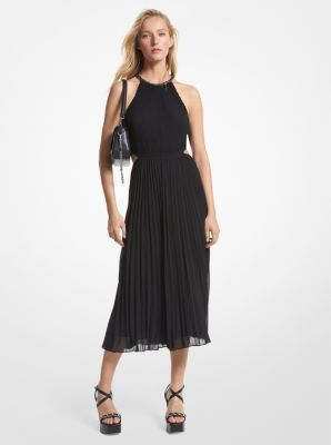 Pleated Georgette Cutout Dress image number 0