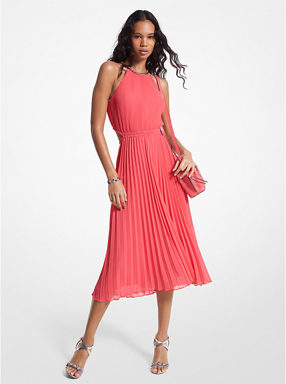 Pleated Georgette Cutout Dress image number 0