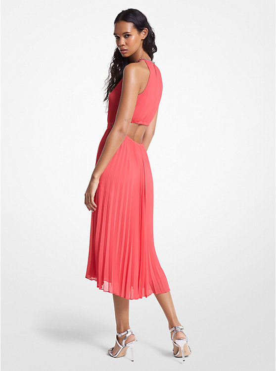 Pleated Georgette Cutout Dress image number 1
