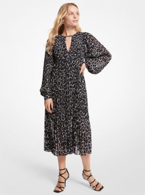 Animal Print Georgette Pleated Dress | Michael Kors