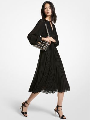 Pleated Georgette Midi Dress Michael Kors