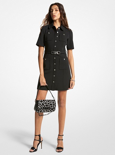 Stretch Crepe Belted Utility Dress | Michael Kors
