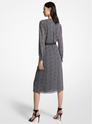 Vestido midi con aberturas y estampado animal image number 1
