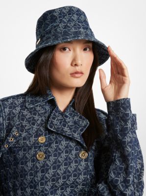 Chapeau cloche en denim jacquard à logo Empire