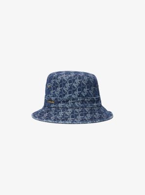 Michael Kors Empire Logo Jacquard Denim Bucket Hat In Blue