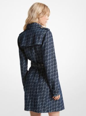 Empire Signature Logo Jacquard Denim Trench Coat | Michael Kors