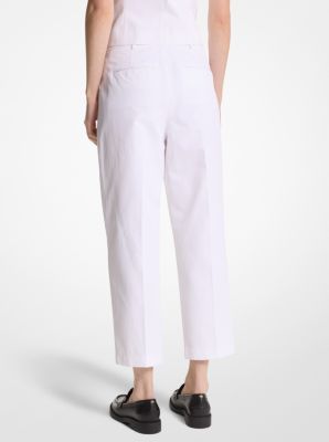 Cotton Blend Twill Cropped Pants