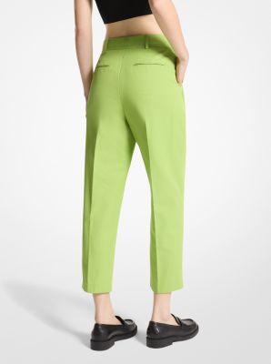 Cotton Blend Twill Cropped Pants