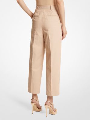 Cotton Blend Twill Cropped Pants