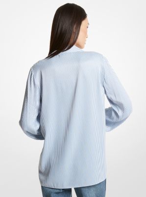 Blouse en satin à fines rayures