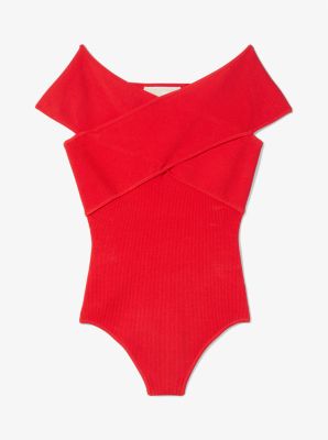 Ribbed Stretch Knit Crossover Bodysuit image number 2