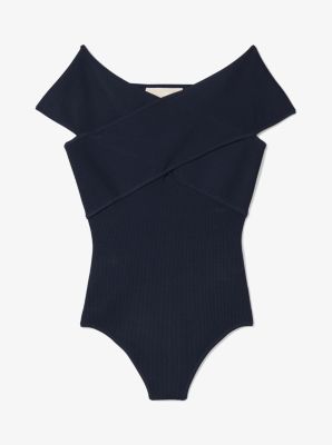 Ribbed Stretch Knit Crossover Bodysuit image number 2