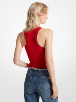 Ribbed Stretch Knit Racerback Bodysuit image number 1