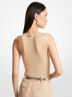 Ribbed Stretch Knit Racerback Bodysuit | Michael Kors [US]