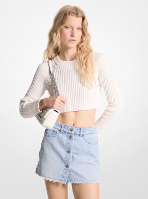 Frayed Denim Mini Skirt image number 0