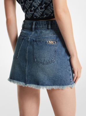 Women's Mini Denim Skirt Summer Bodycon Jean Skirts Frayed Hem