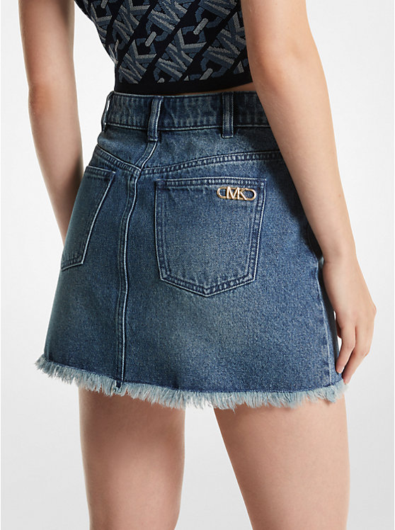 Frayed Denim Mini Skirt image number 1