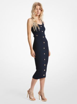 Midi-jurk van geribd stretchbreisel image number 0